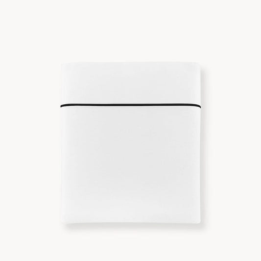 Percale Flat Sheet - Boutique Cotton Bedding with Black Embroidery - Peacock Alley