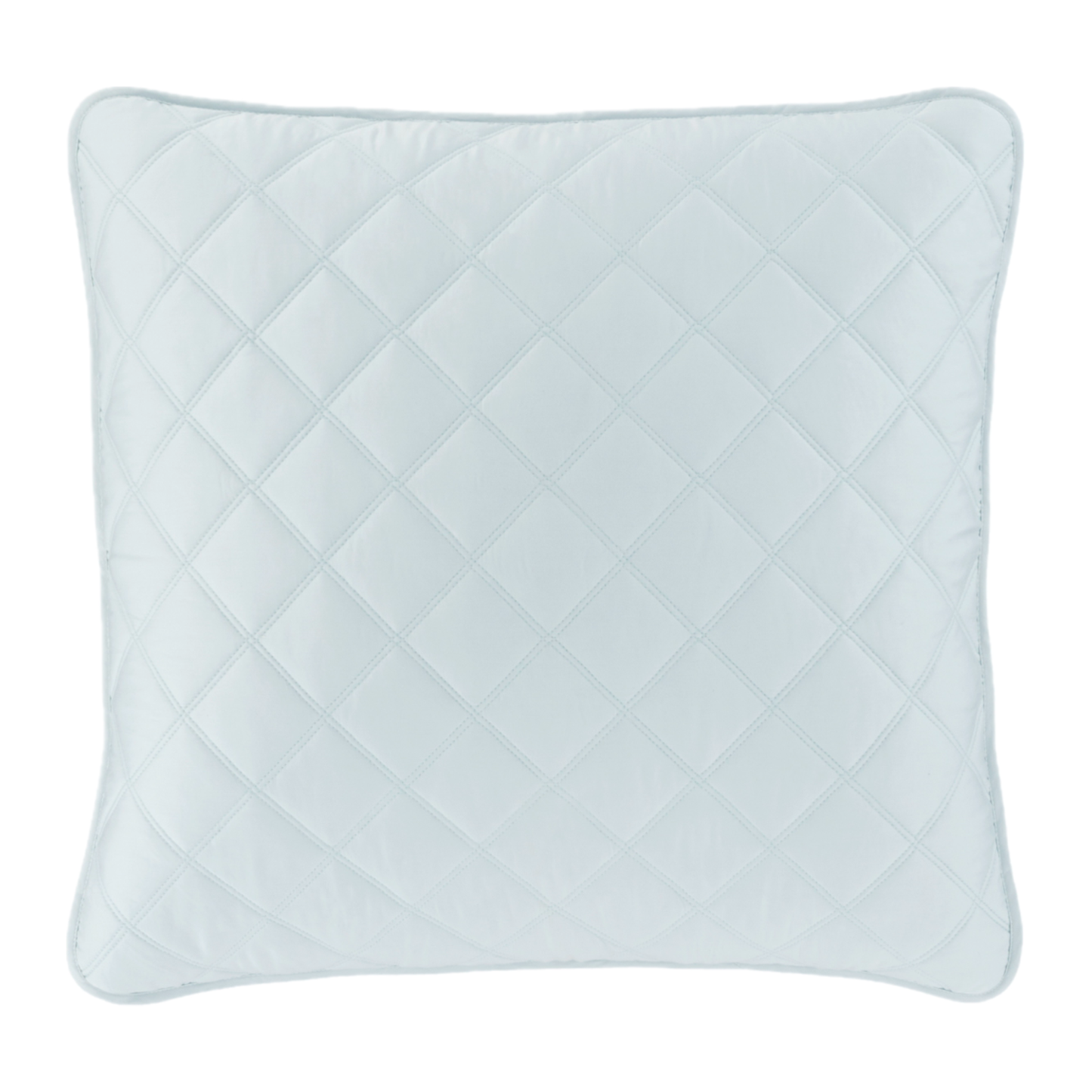 Robin’s Egg Blue Pine Cone Hill Quilted Silken Solid Euro Sham Against a White Background