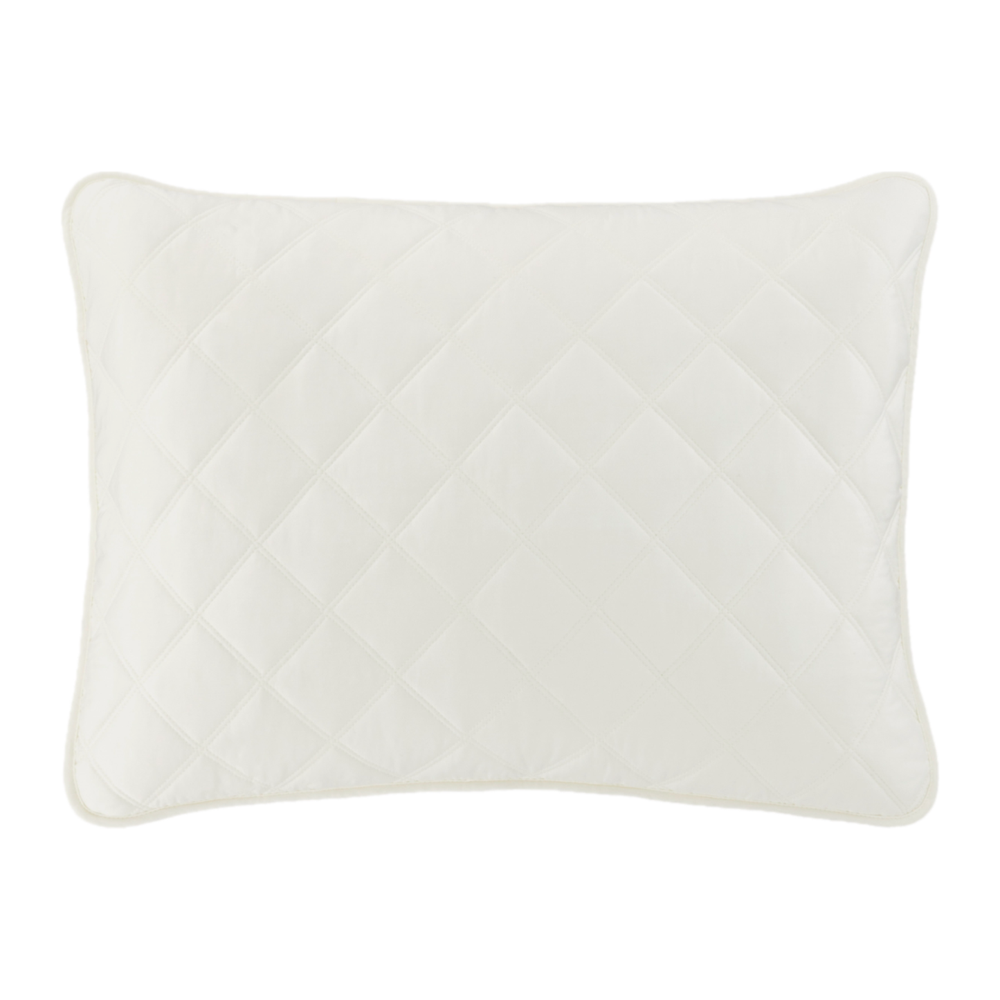 Ivory Pine Cone Hill Quilted Silken Solid Sham Against a White Background