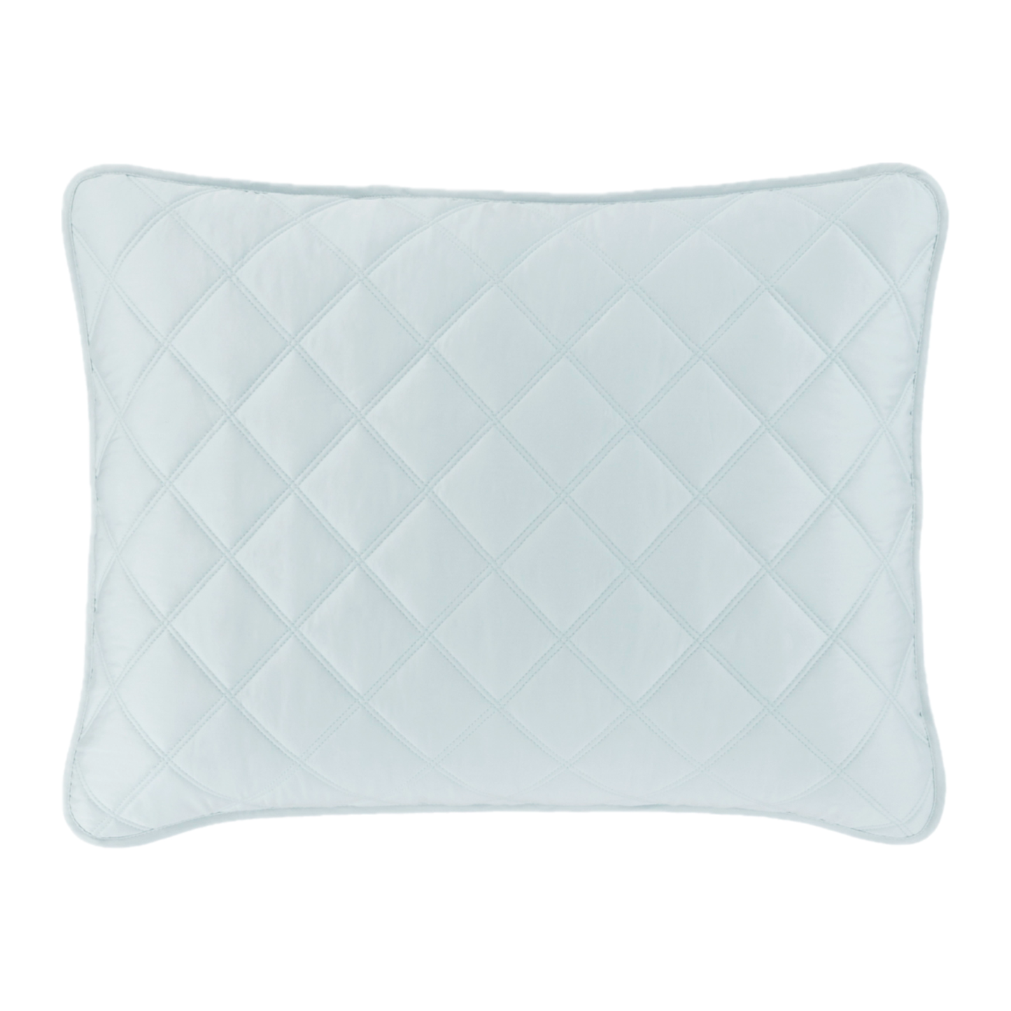 Robin’s Egg Blue Pine Cone Hill Quilted Silken Solid Sham Against a White Background