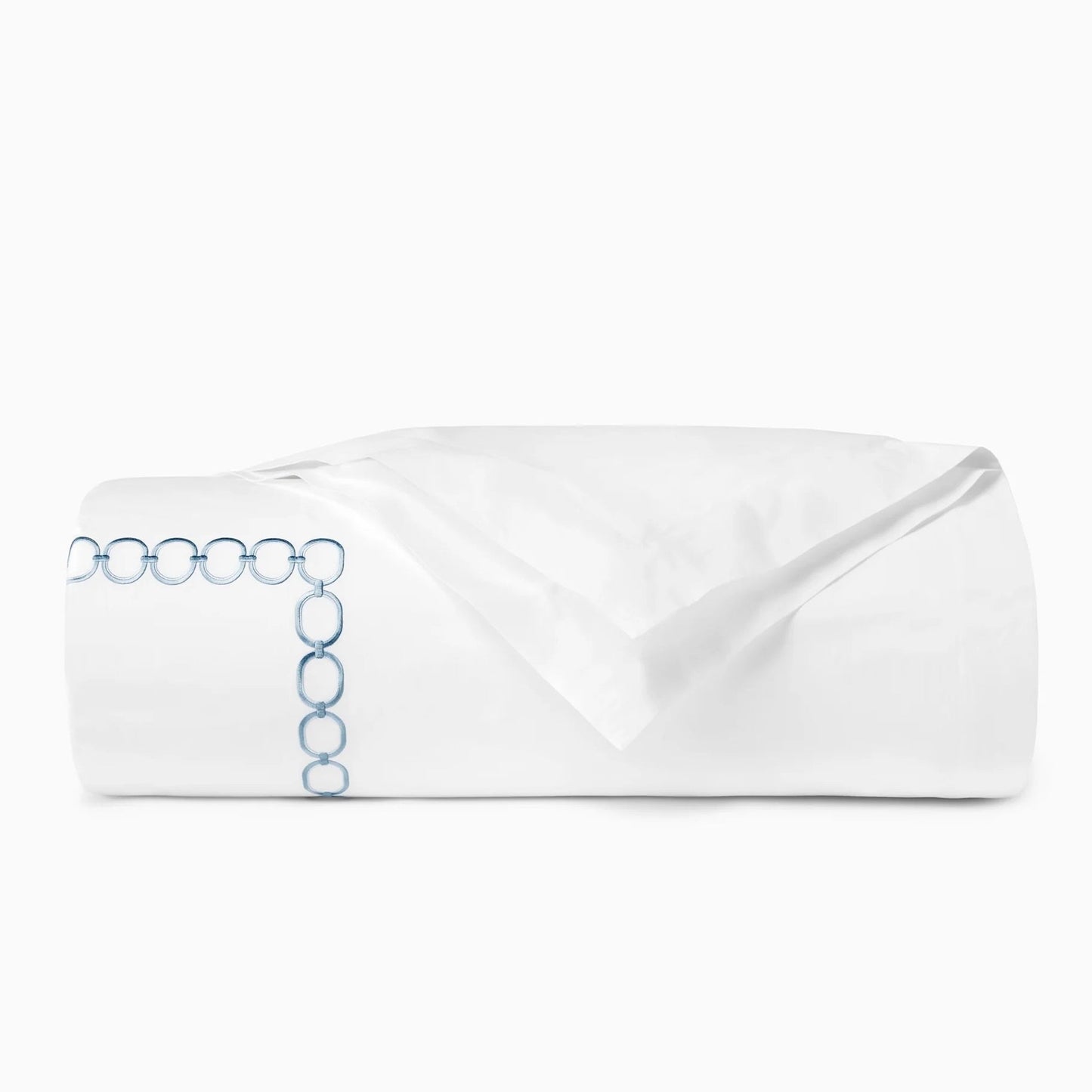 Folded Duvet Cover of Sferra Catena Bedding in Color White/Sea