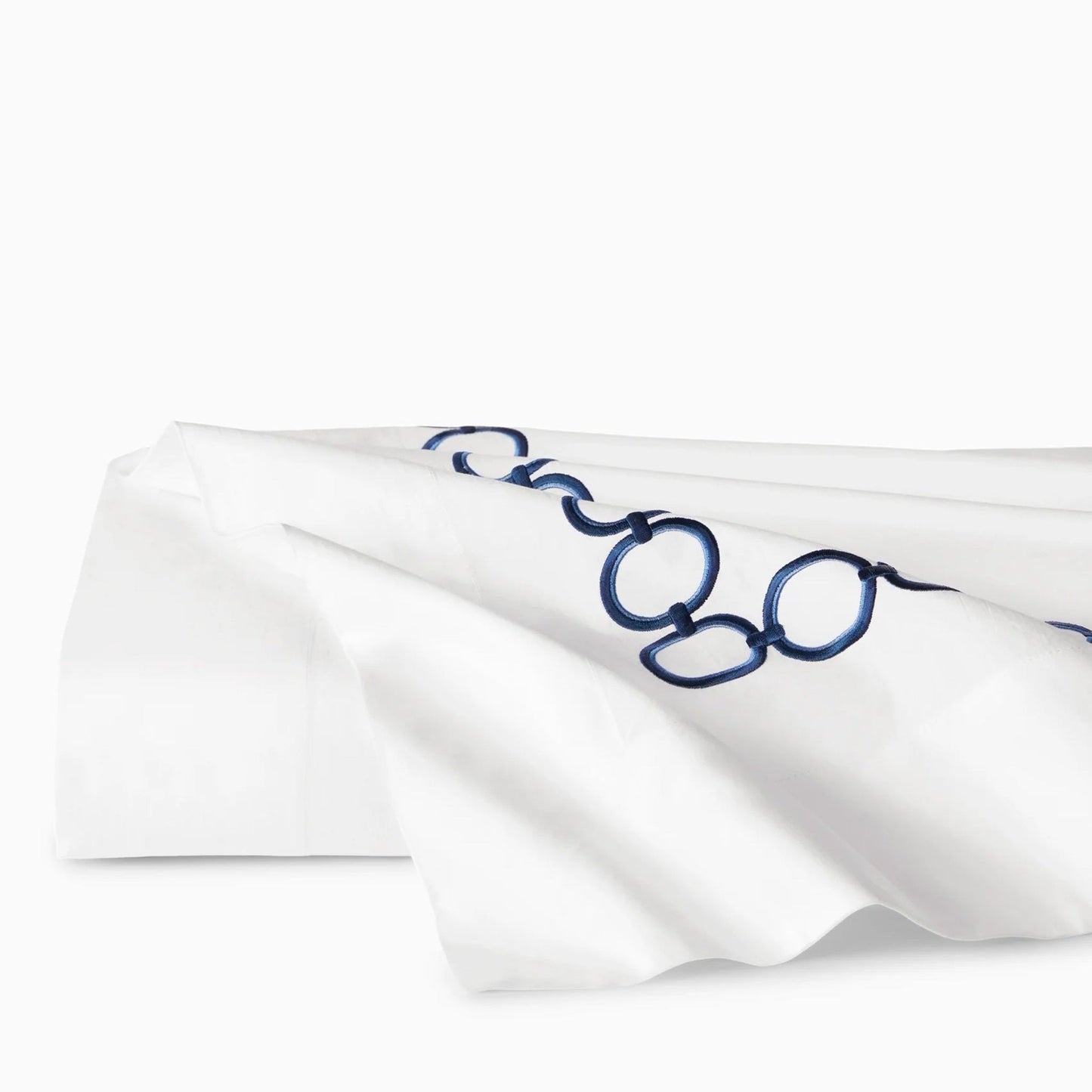 Silo Image of Sferra Catena Flat Sheet in Color White/Navy
