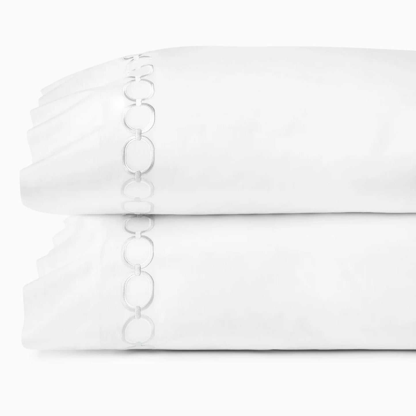 Pair of Pillowcase of Sferra Catena Bedding in Color White/Lunar
