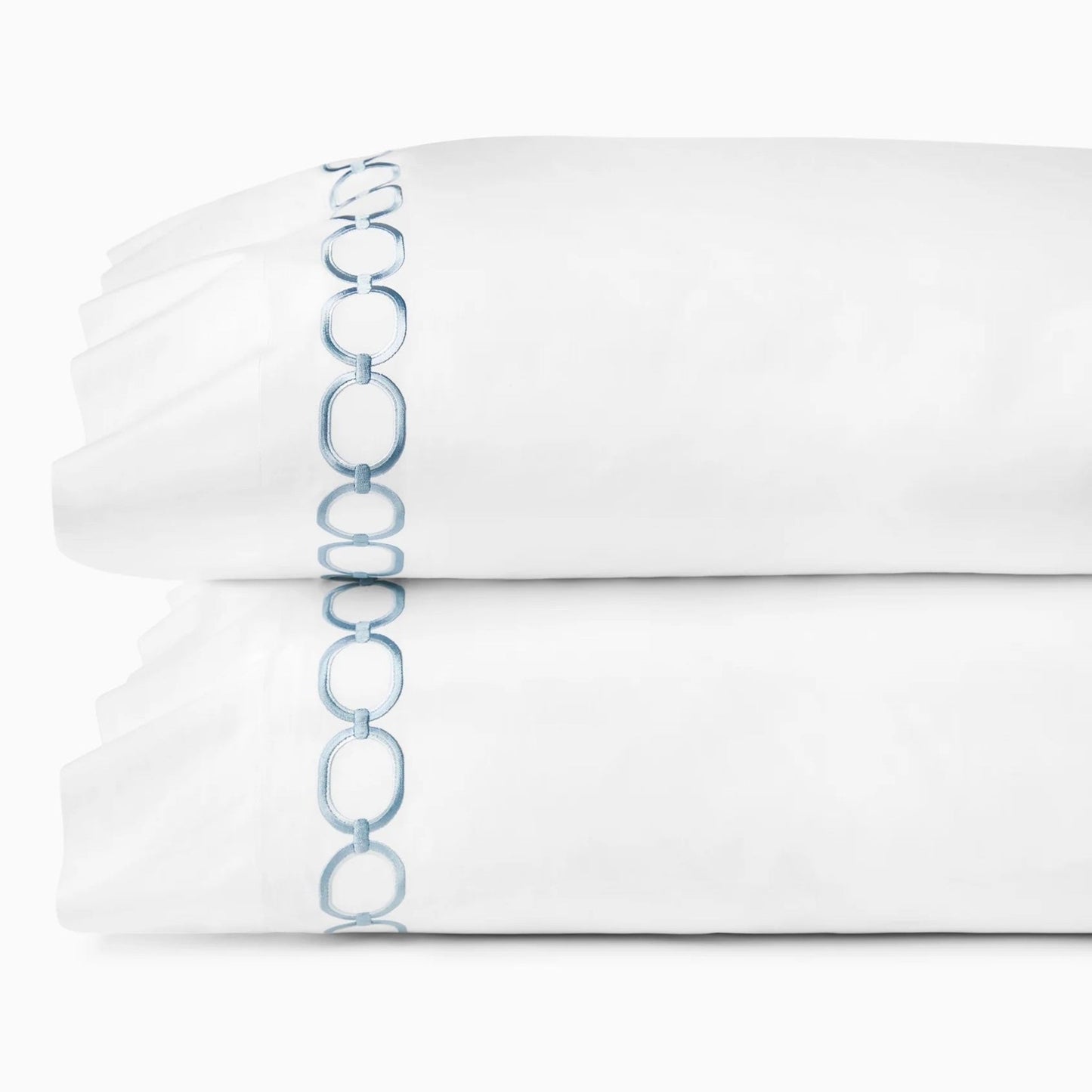 Pair of Pillowcase of Sferra Catena Bedding in Color White/Sea