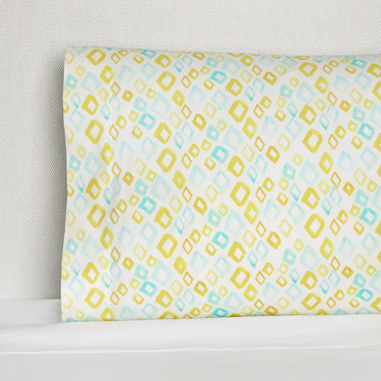 Sferra Geometrico Bedding Pillowcase Aqua