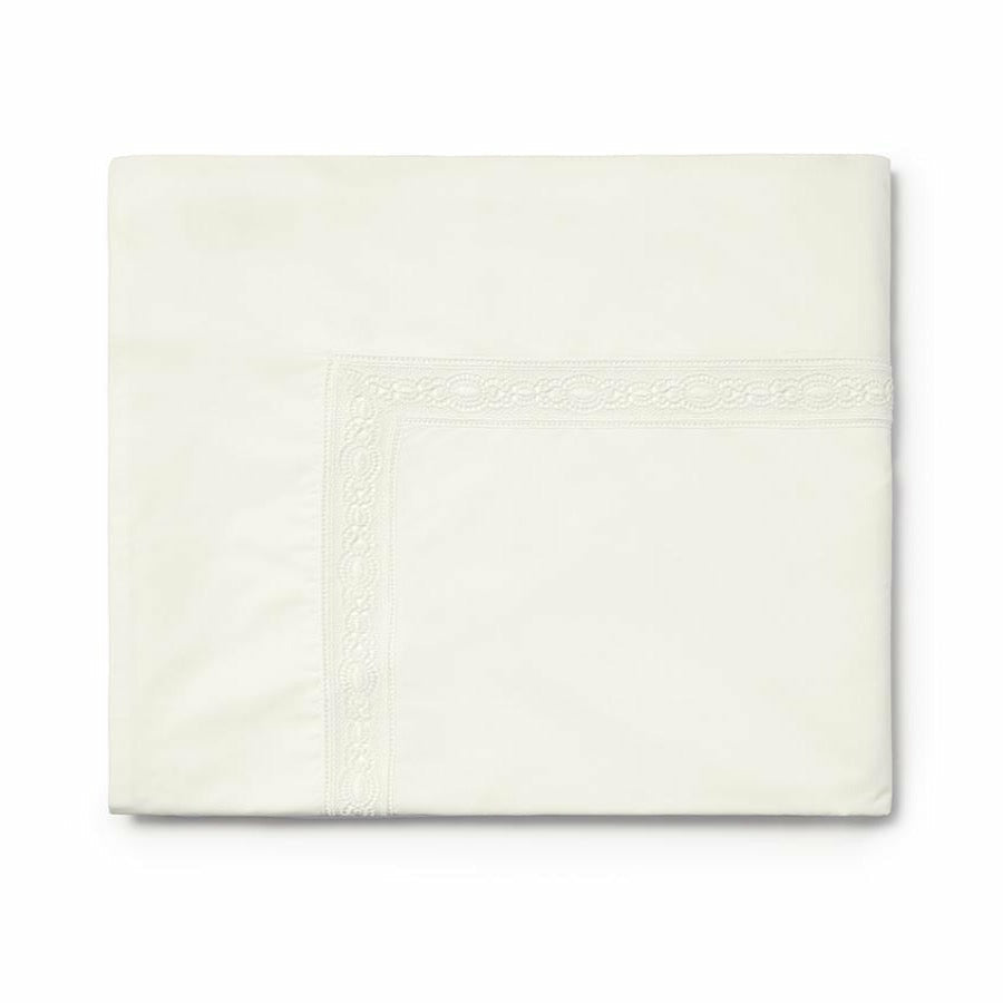 Sferra Giza 45 Lace Bedding Flat Sheet Ivory Fine Linens