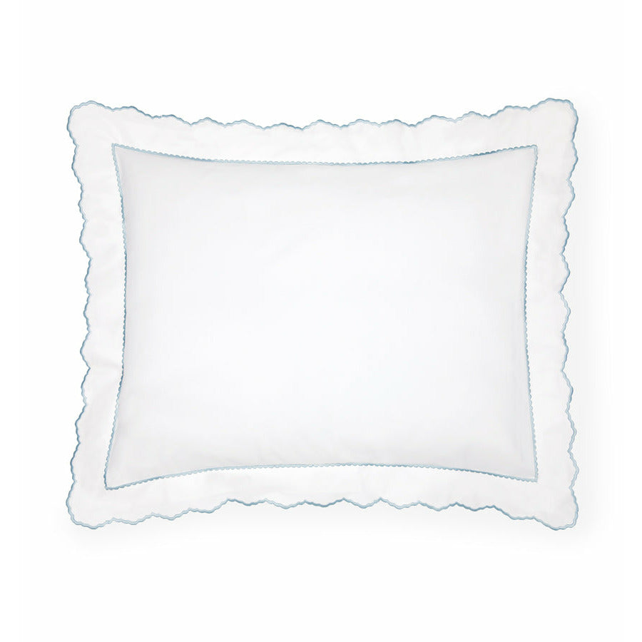 Sferra Pettine Bedding Collection Standard Sham White/Sky Fine Linens