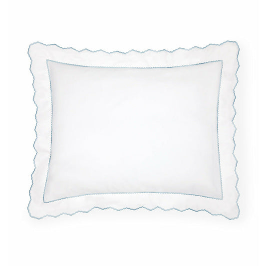 Sferra Pettine Bedding Collection Standard Sham White/Sky Fine Linens