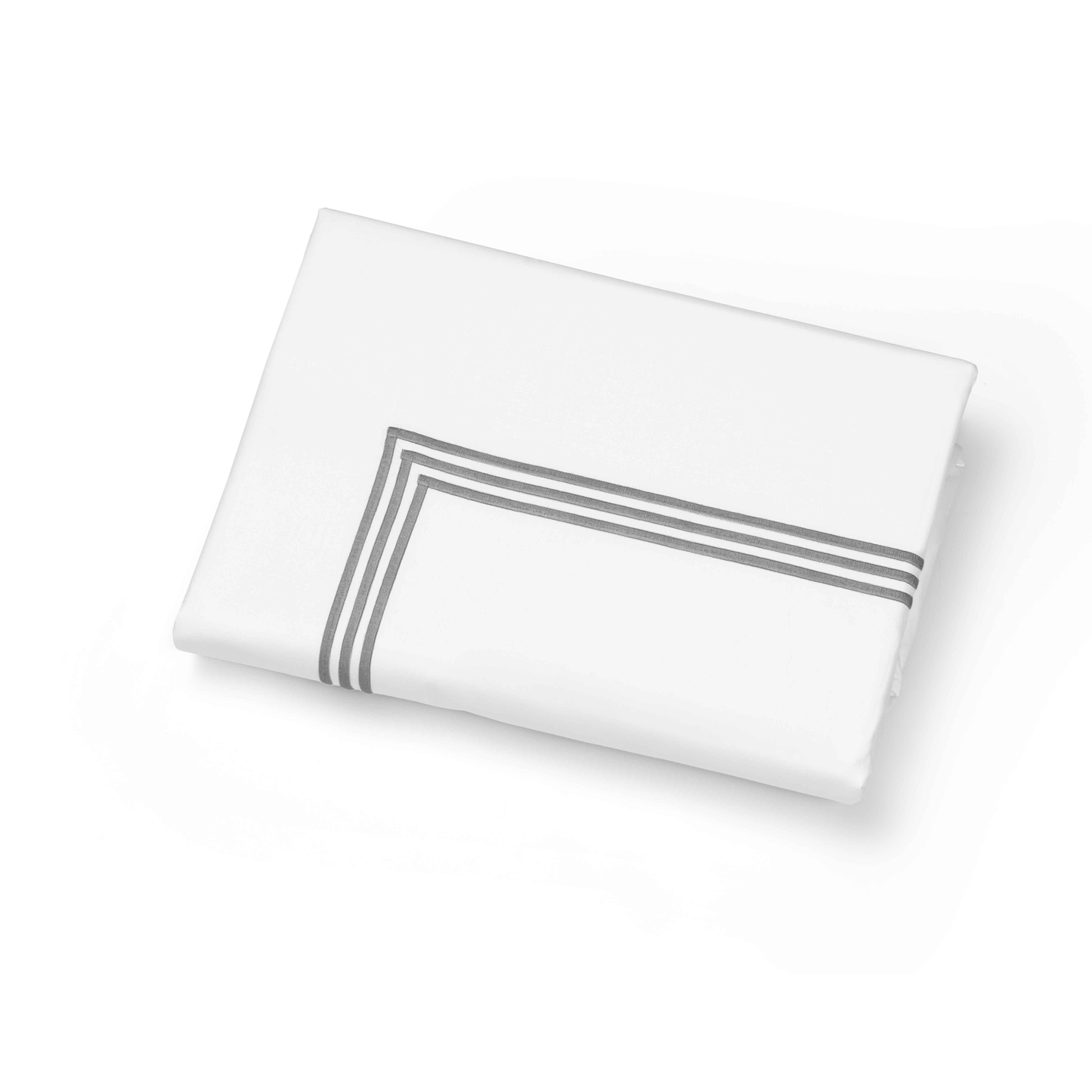 Folded Duvet Cover of Signoria Platinum Percale Bedding in White/Silver Moon Color