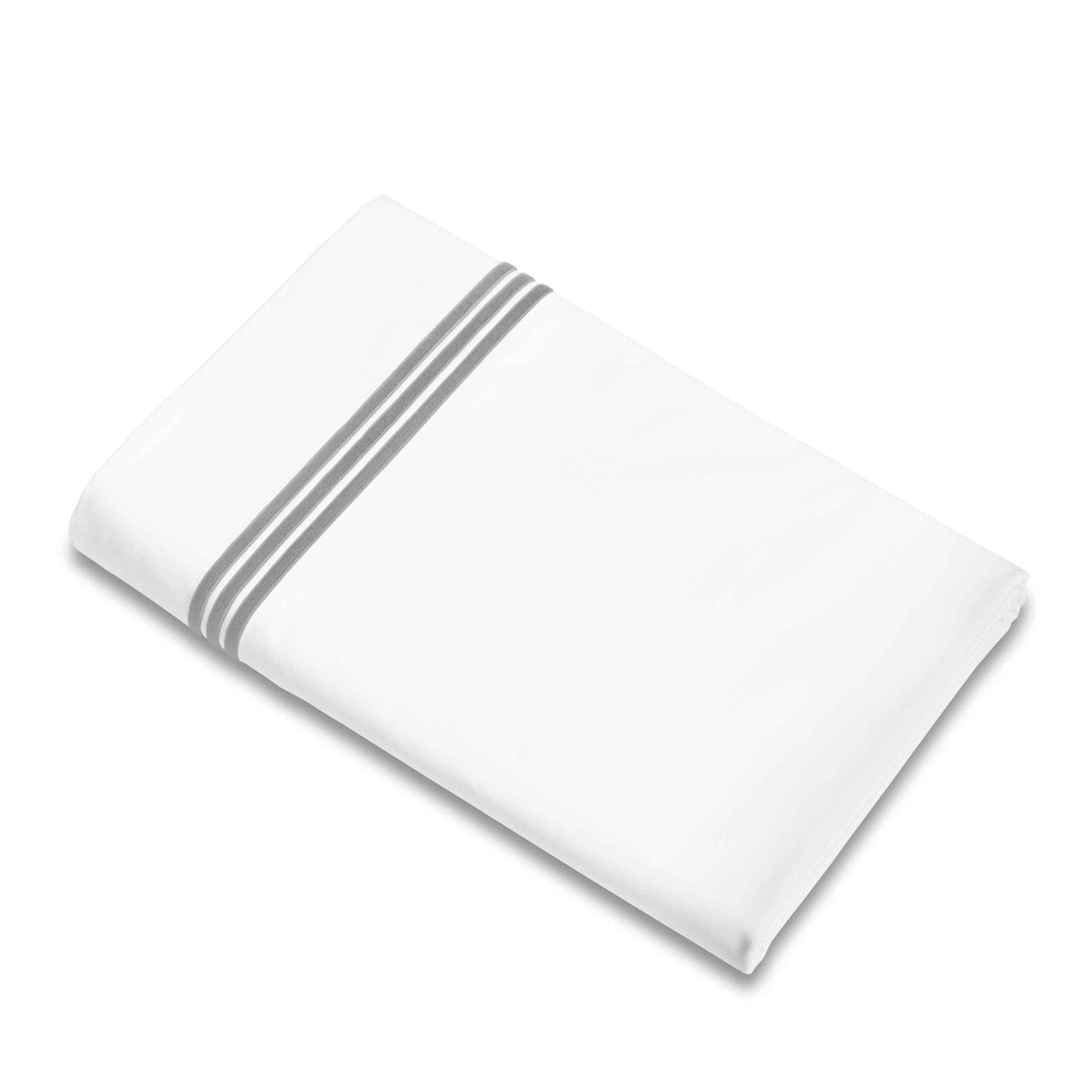 Flat Sheet of Signoria Platinum Percale Bedding in White/Silver Moon Color