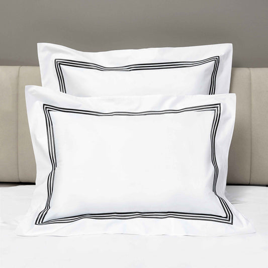 Shams of Signoria Platinum Percale Bedding in White/Black Color