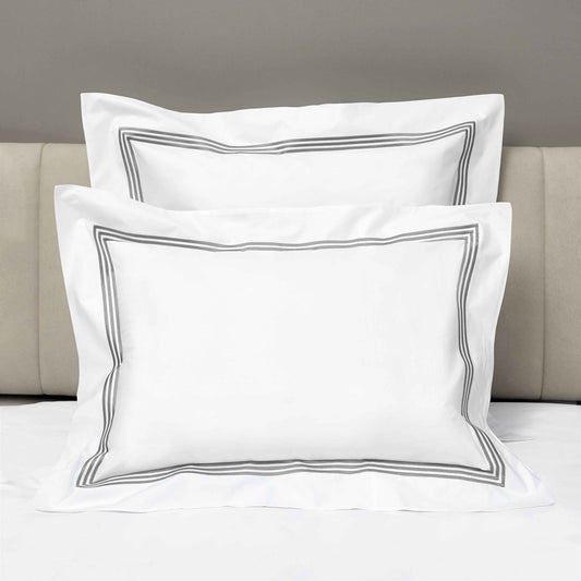 Shams of Signoria Platinum Percale Bedding in White/Silver Moon Color