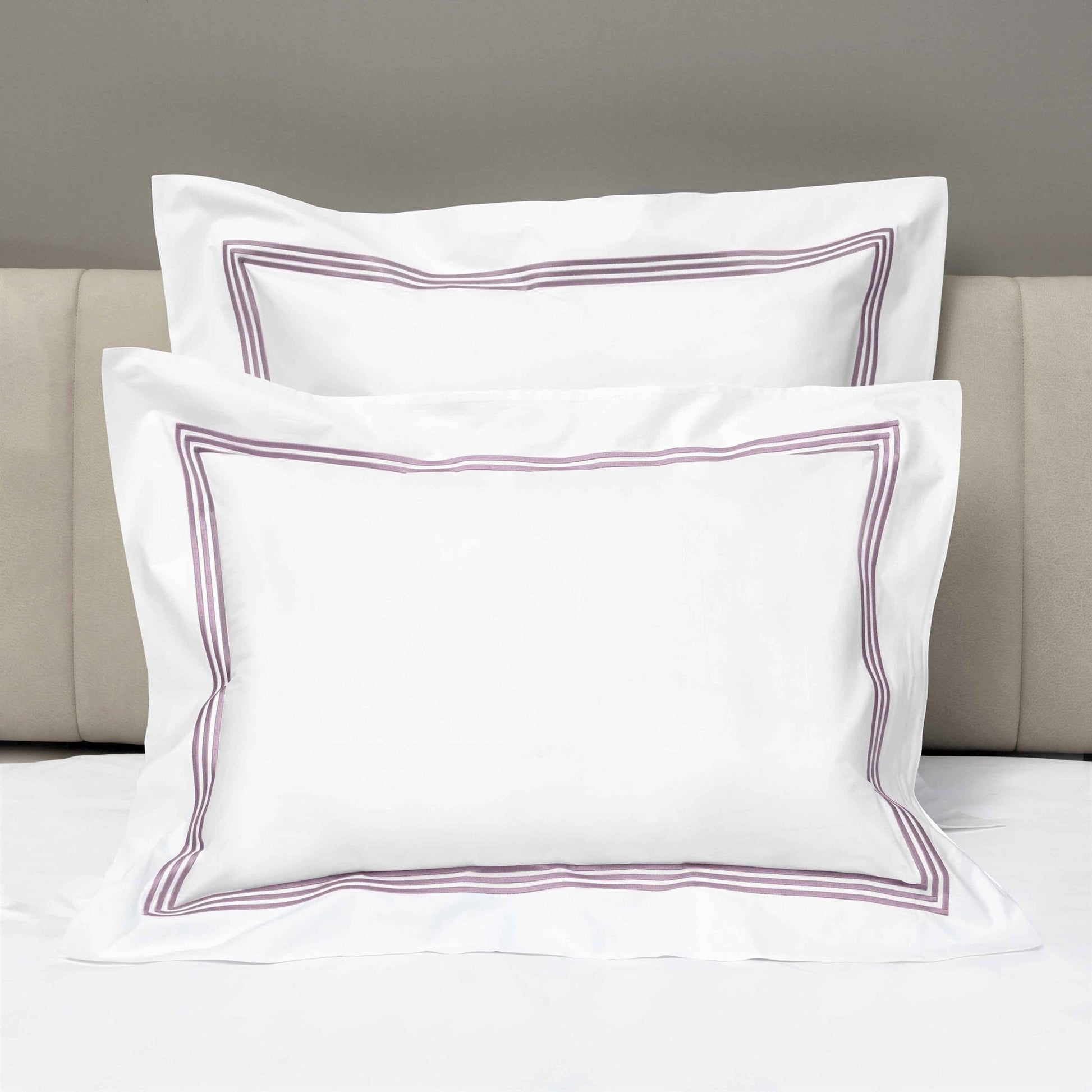 Shams of Signoria Platinum Percale Bedding in White/Thistle Color