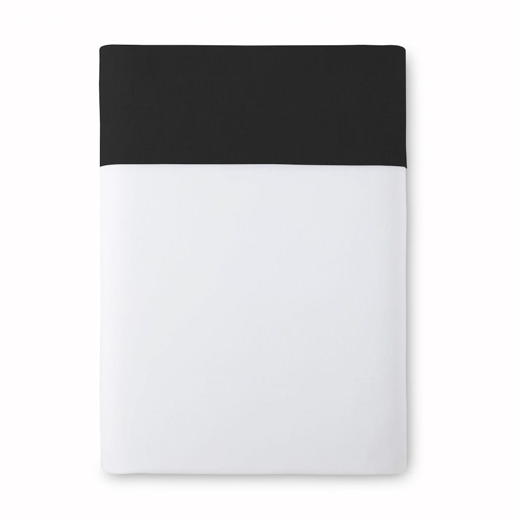 Fig Linens - Black Mandalay Cuff Bedding by Peacock Alley - Flat Sheet