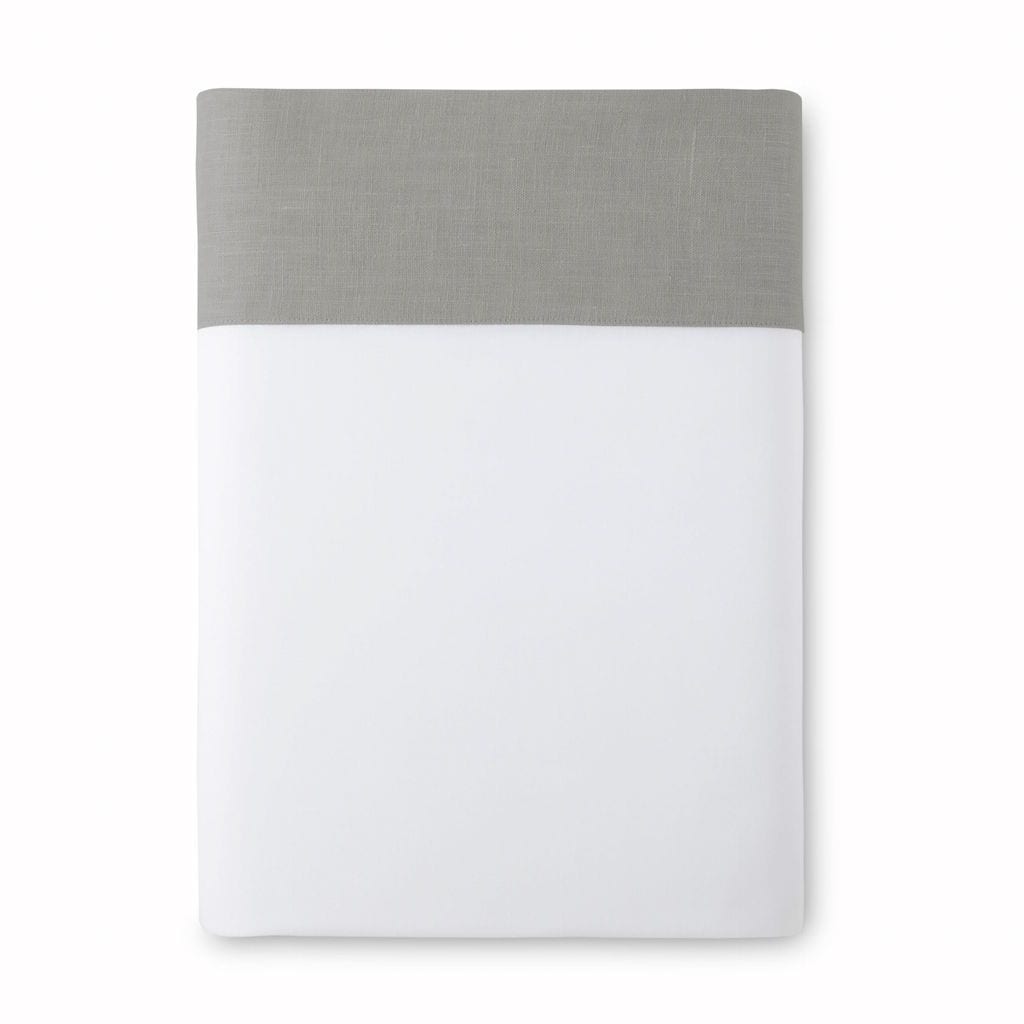 Fig Linens - Grey Mandalay Cuff Bedding by Peacock Alley - Flat Sheet