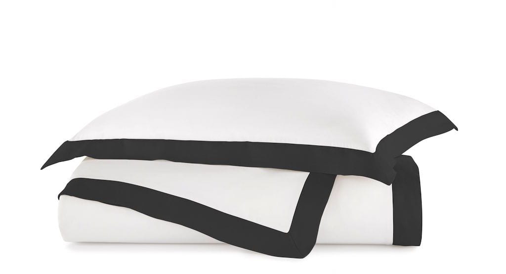 Fig Linens - Black Mandalay Cuff Bedding by Peacock Alley - Duvet and Shams