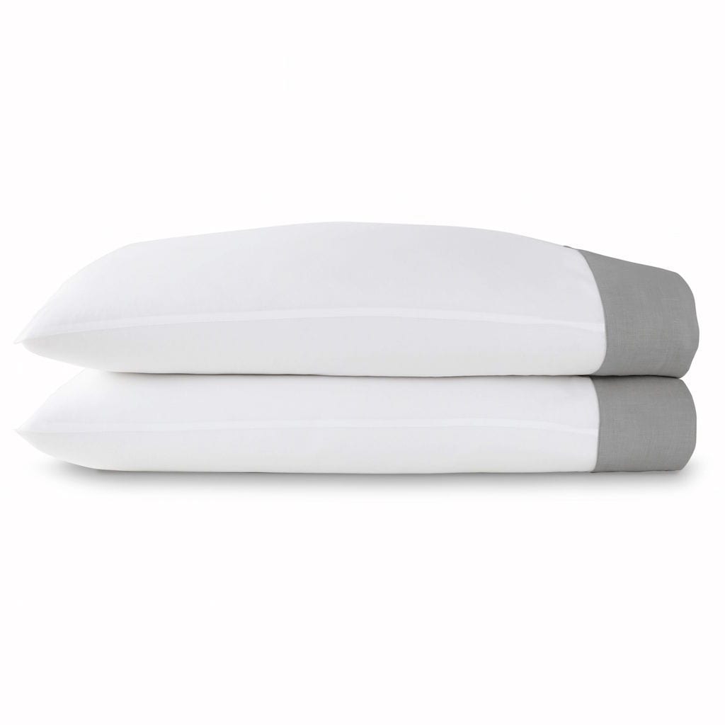 Fig Linens - Grey Mandalay Cuff Bedding by Peacock Alley - Pillowcases