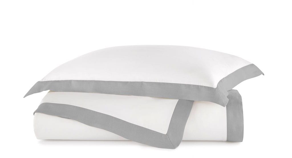 Fig Linens - Grey Mandalay Cuff Bedding by Peacock Alley - Duvet and Shams