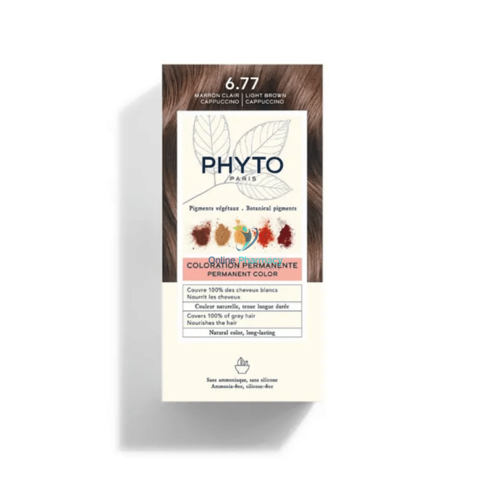 PHYTOCOLOR Permanent Home Hair Color Kit Light Brown Cappuccino ( Shade 6.77 )